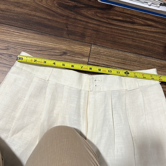 Linen blend neutral bermuda shorts, vintage, high waisted,size 16 - Picture 5 of 9